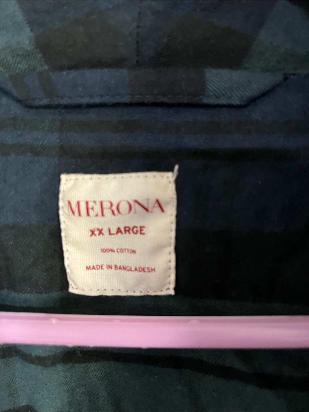 Merona Navy and Dark Green Plaid Long Robe with Tie Waist - Picture 3 of 6